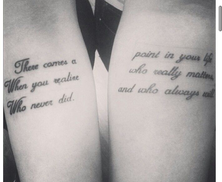 Couple tattoos/ friend tattoos/ Tattoo quotes/ tattoo ideas/ life quotes