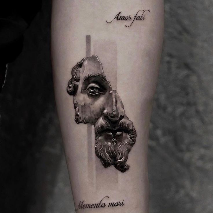 What Is Stoicism? 🌷💀⏳ on Instagram: "#AmorFati #MementoMori  #WISStoicTattoos ・・・ #Repost @cymikehuang ・・・ “Waste no time arguing about  what a good man should be. Be one.” -Marcus Aurelius #stoicism #stoic  #marcusaurelius #mementomori #amorfati"