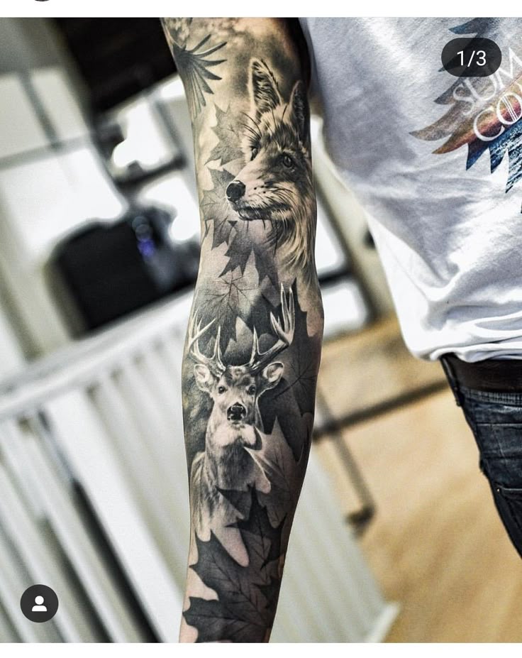 Pin by Erin McCloy on Tattoo ideas | Nature tattoo sleeve, Animal sleeve  tattoo, Forest tattoo