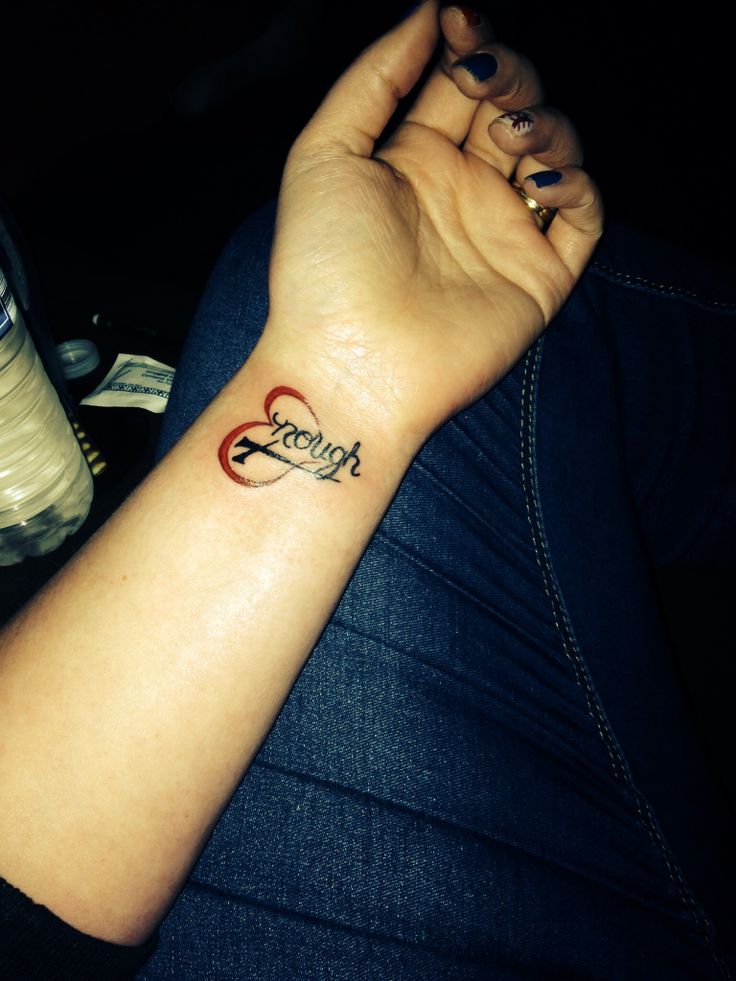My new tattoo ... Enough. Notice the heart & cross? Reminds me that to God I am always enough. He loves me enough to cover all my sins.