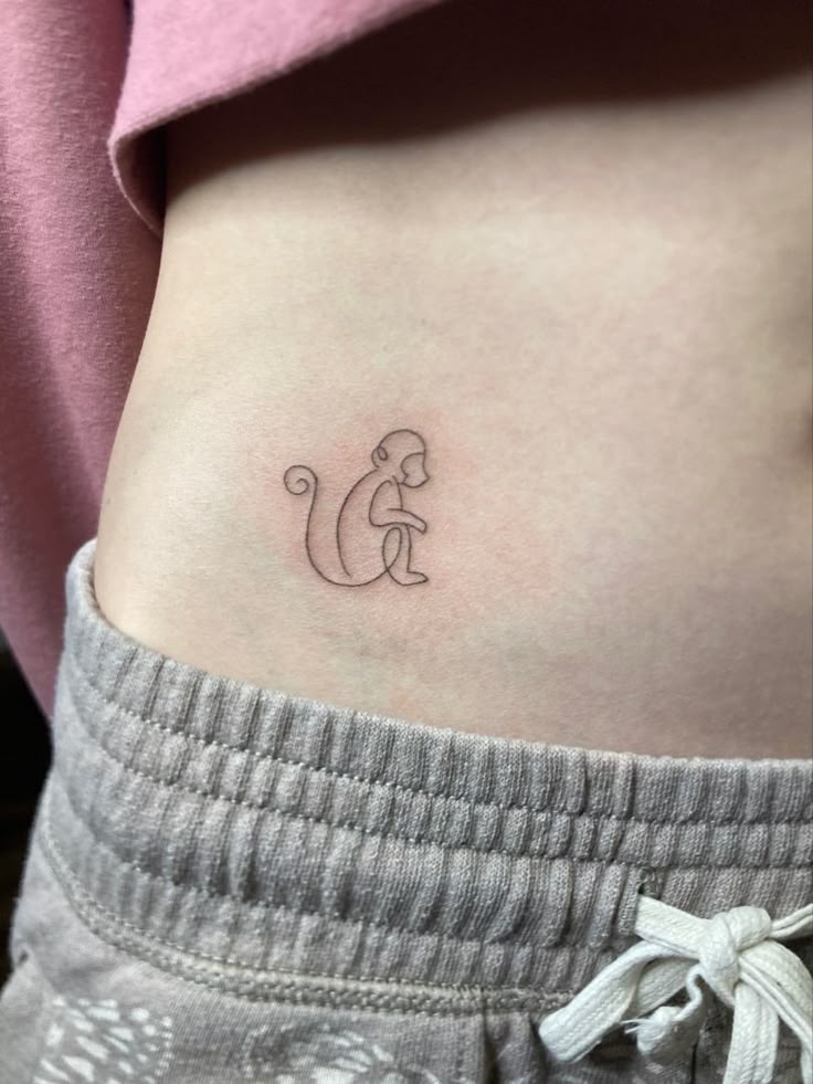 Small Line Work Monkey Tattoo