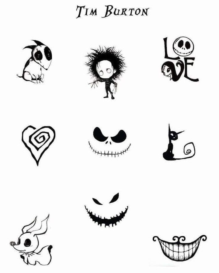 𝕿𝖎𝖒 𝕭𝖚𝖗𝖙𝖔𝖓 𝕱𝖆𝖓𝖕𝖆𝖌𝖊 on Instagram: "Il nostro mondo  🤍🐶💀✂️🐈😃 #JackSkeletron #JackSkellington #Zero #EdwardScissorhands  #AliceInWonderland #F… | Sharpie tattoos, Creepy tattoos, Halloween tattoos