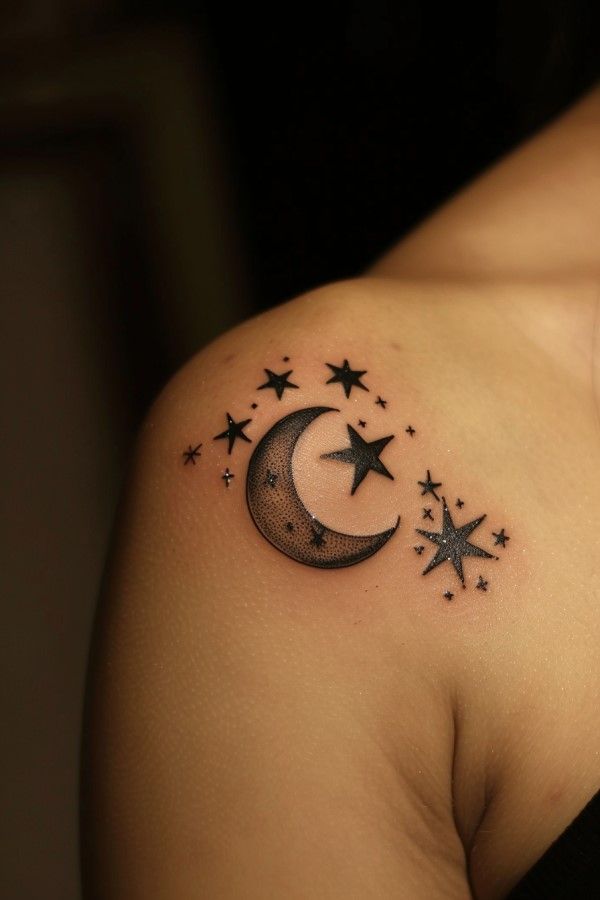 Exploring the Mystique of Moon and Stars Tattoos