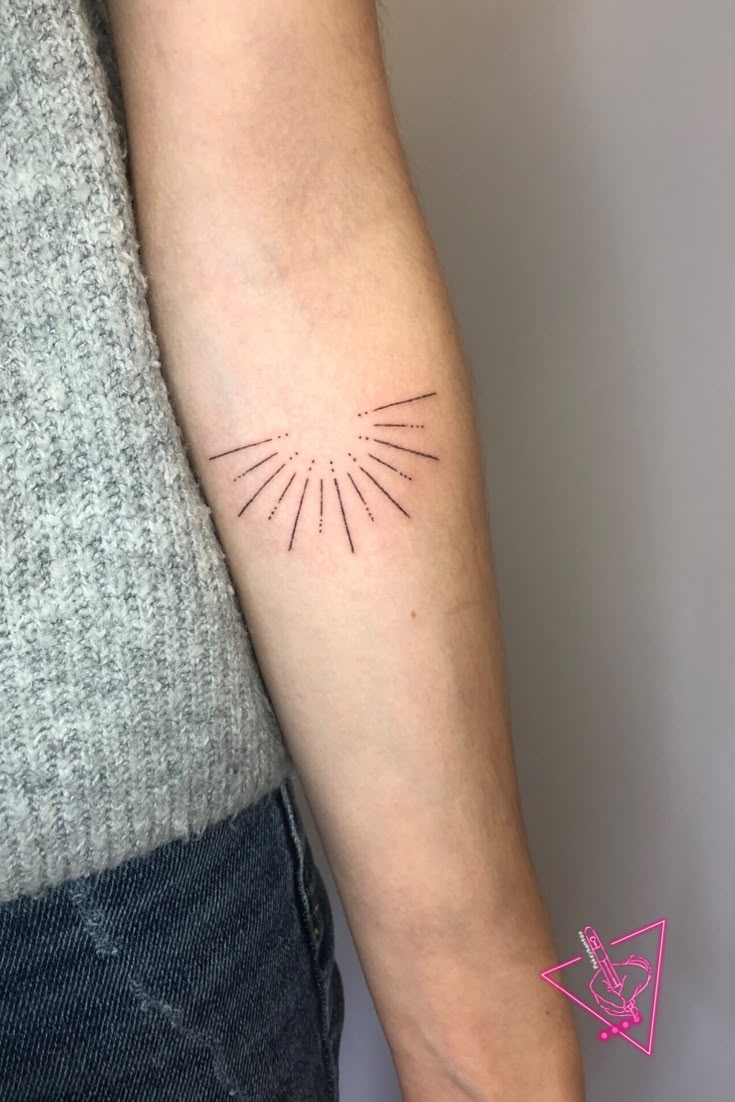 Hand-poked Sun Rays Tattoo