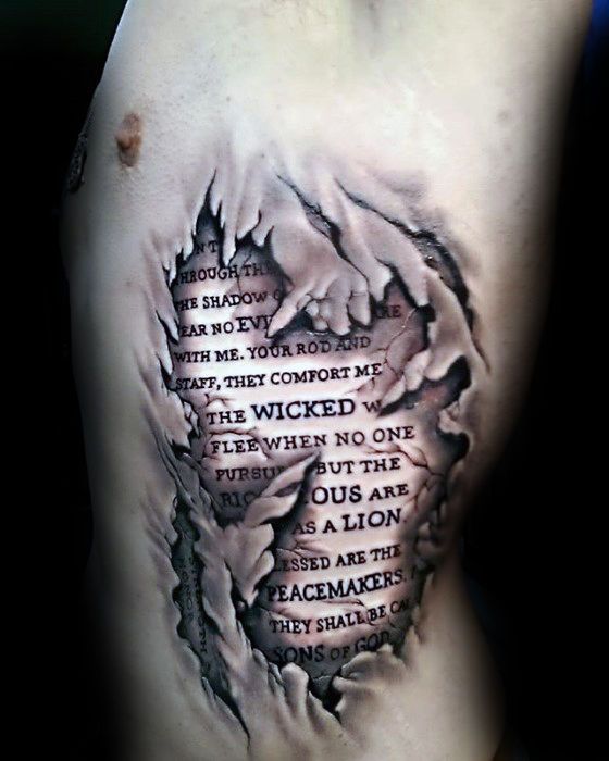 40 Rib Quote Tattoo Designs for Men