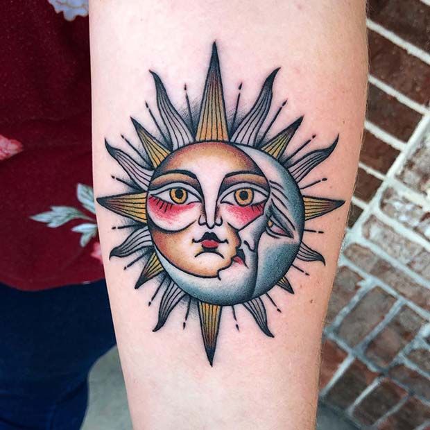 63 Most Beautiful Sun and Moon Tattoo Ideas
