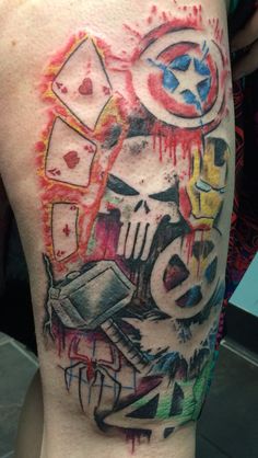 18 Marvel Comics Tattoo Leg Sleeve Ideas | marvel tattoos, comic tattoo,  marvel