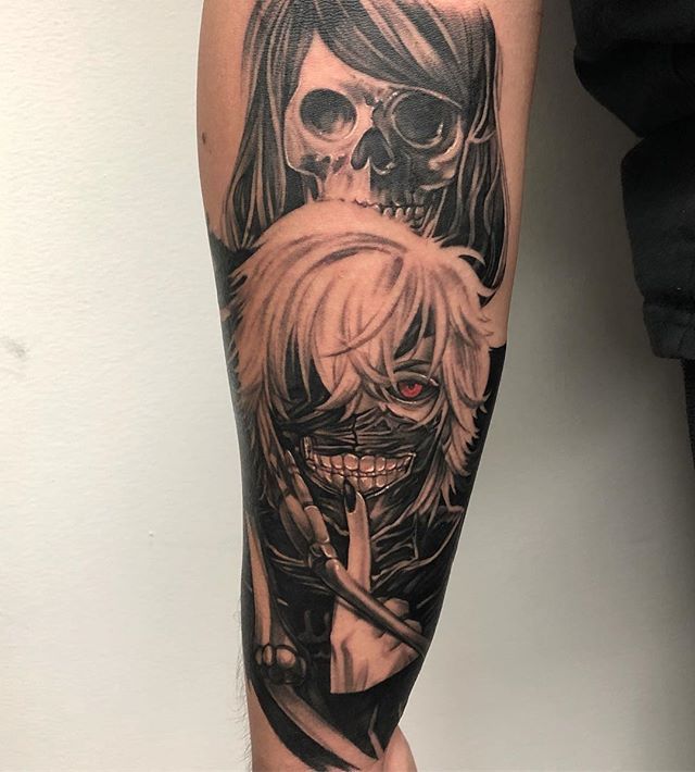 Danielle Bar on Instagram: “First session on this Tokyo Ghoul Manga piece I  started tonight on my awesome client. Stoked to … | Anime tattoos, Hand  tattoos, Tattoos