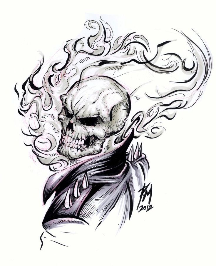 Image result for ghost rider tatoo Skull Outline