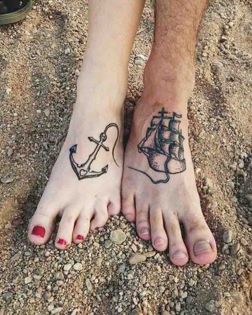 Nautical Couple Tattoos on Feet – Best Tattoo Ideas Gallery