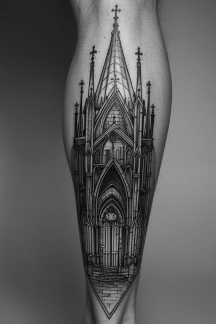 Unique Gothic Cathedral Tattoo Designs