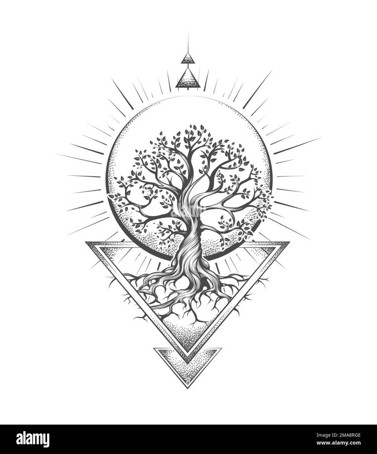 Tattoo of Tree of Life and Sacred Geometry Esoteric isolated on White  Background. Vector illustration Stock Vector Image & Art - Alamy