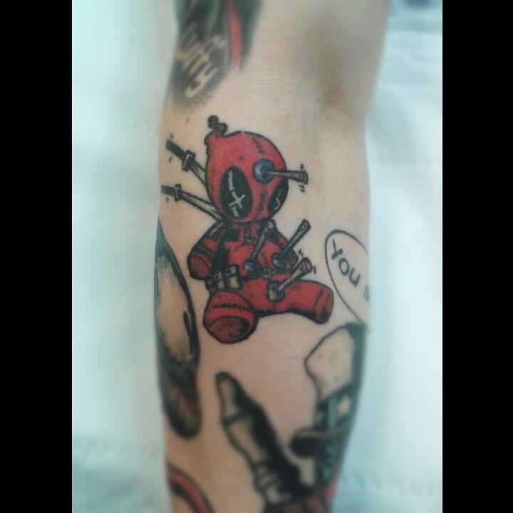 awesome Top 100 Dead Pool Tattoo | Deadpool puppet healed after small  retouch #tattoosbyisa #deadpool #deadpooltattoo #marvel #colortattoo #comic  #graphicnovel #comicbook #tattooworkers #puppet #voodoo #voodoodoll #doll # tattoos #tatt #tattoo ...