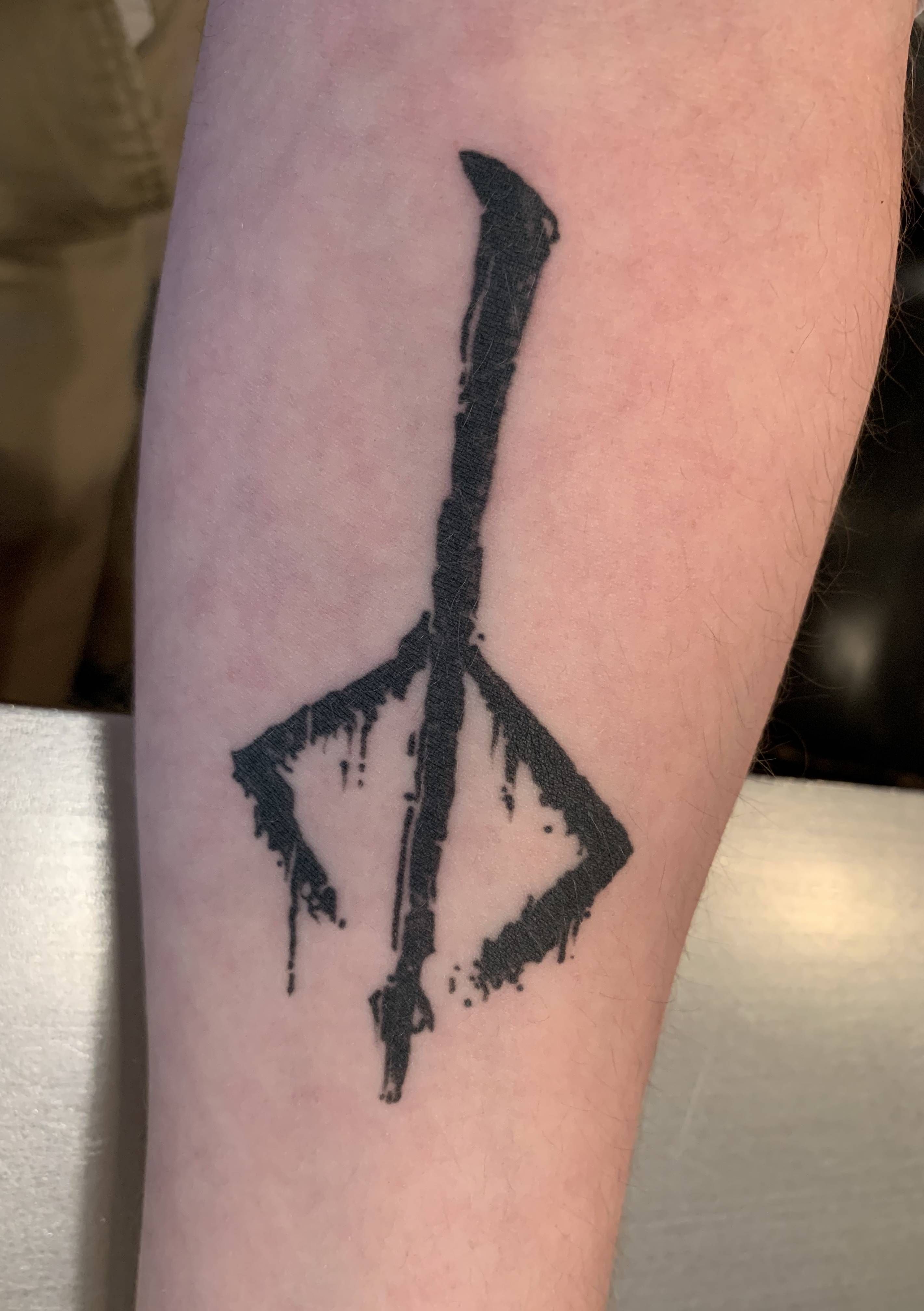 Hunters Mark from Bloodborne done by Ellie Gill at Black Rabbit in  Richmond, VA (Healed)