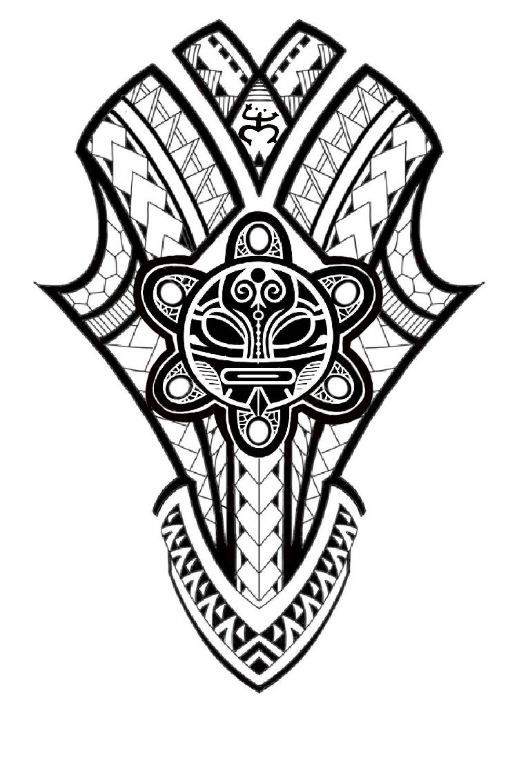 Elaborate Taino Mask Tattoo Design