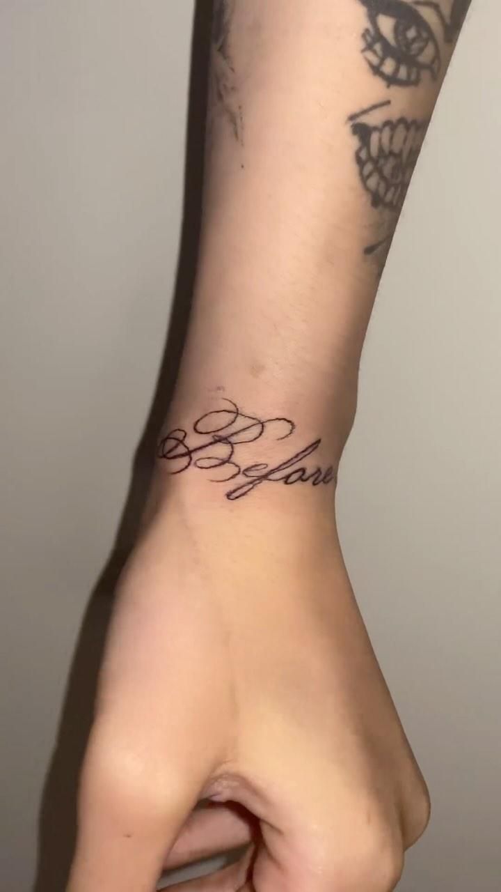 Some script… • • • #script #scripttattoo #tattooshop #tattooartist #tattoos  #finelinetattoo #billieeilish #billieeilishtattoo