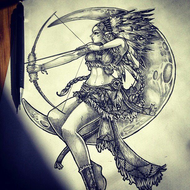 Moon tattoo, the archer is magnificent