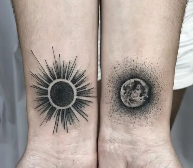 25 Attractive Sun And Moon Tattoo Design Ideas with Meanings