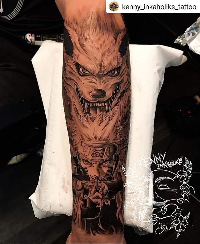 Best tattoos & drawings 🇪🇸🇬🇧🇯🇵 no Instagram: “#Repost  @kenny_inkaholiks_tattoo • • • • • Naruto & Kurama 😍🔥 Follow for more  content like this 🔥 . #anime #manga #tattoo #animetattoo…”