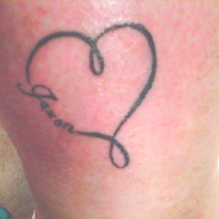 Heart tattoo with my grandsons name- Jaxon