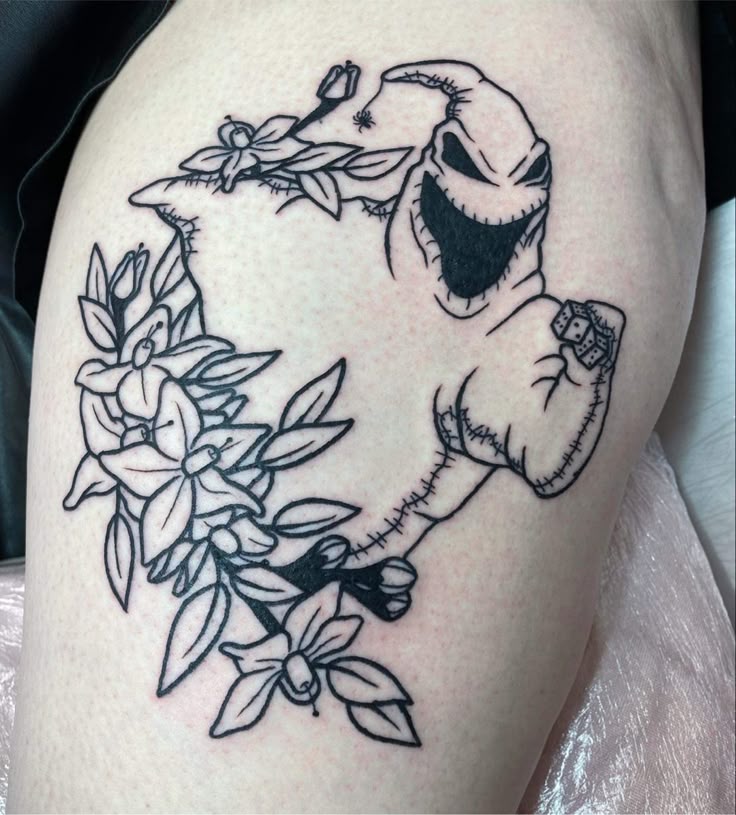 Oogie boogie thigh tattoo