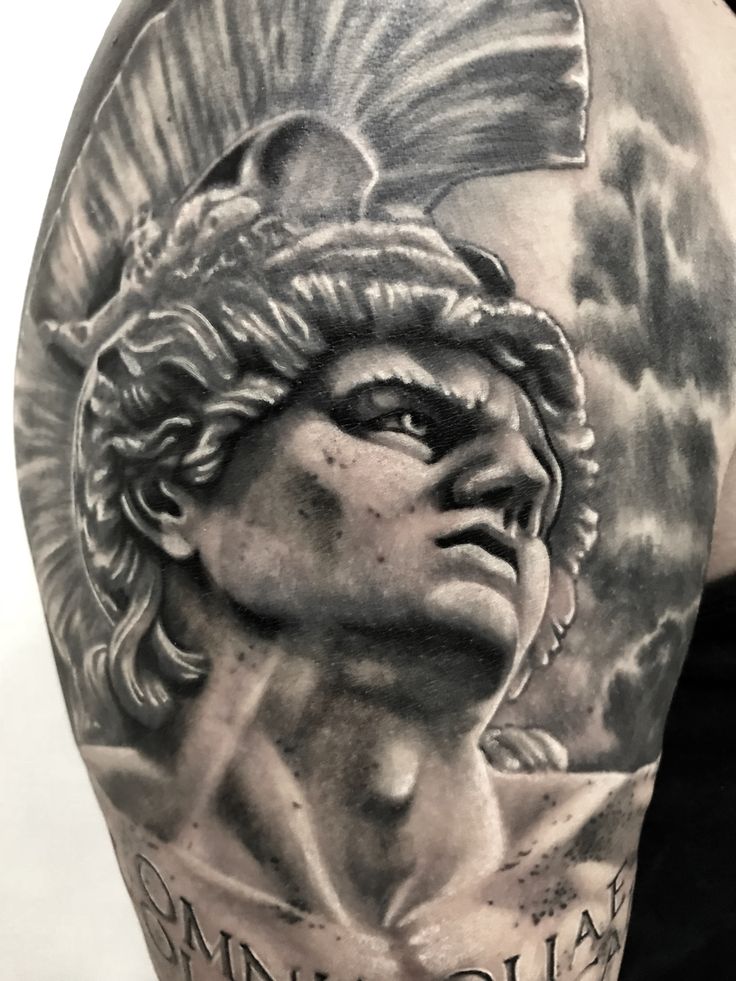 Achilles statue tattoo