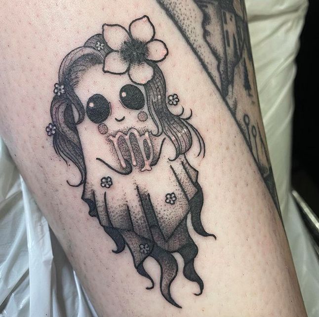 Virgo Ghost Tattoo - Halloween Tattoo - Zodiac Tattoo