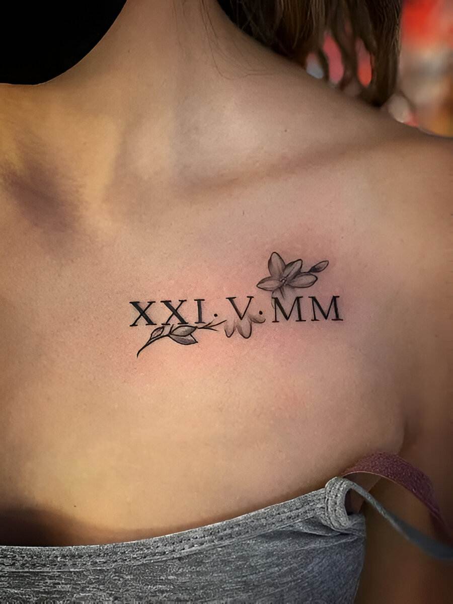 Roman Numeral Tattoo Chest Women