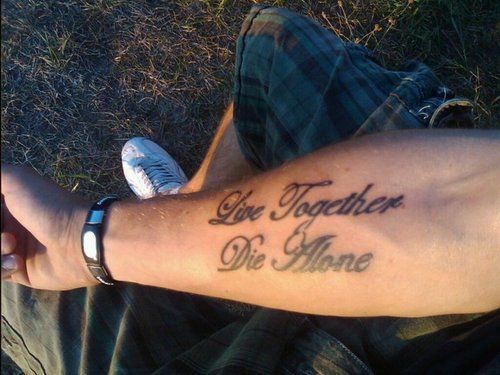 Live together, die alone" LOST tattoo