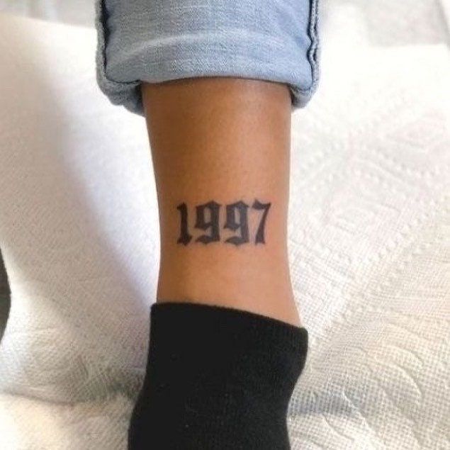 Old english font temporary tattoos in numbers 16-29