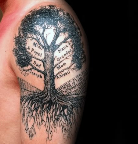 59 Emotive Family Tree Tattoo Designs for Men
