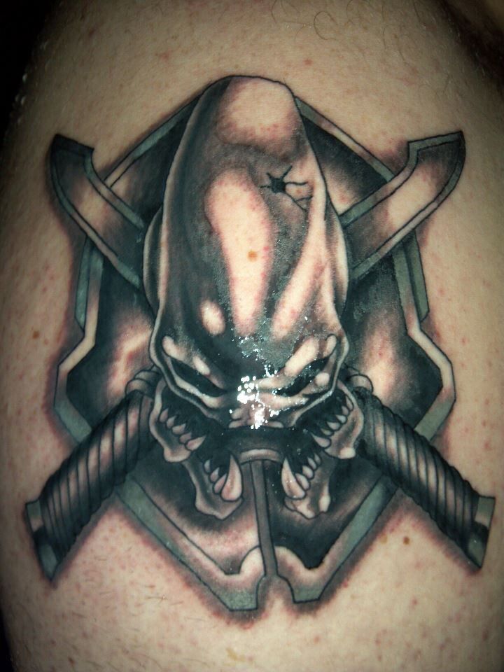geek #tattoo Halo Reach Legendary symbol tattoo.