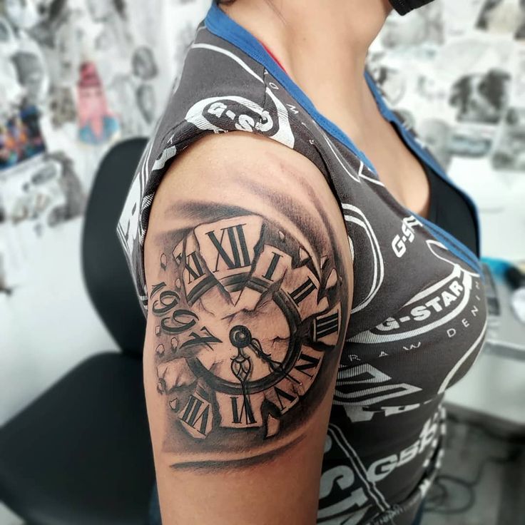 Stunning Broken Clock Tattoo: 66 Elegant Clock Tattoo Designs for  Shoulders: A Timeless Canvas