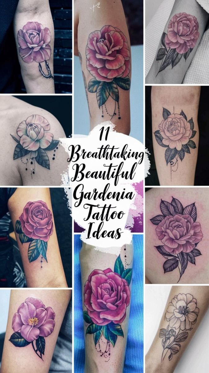 Simple Gardenia and Heart Tattoo