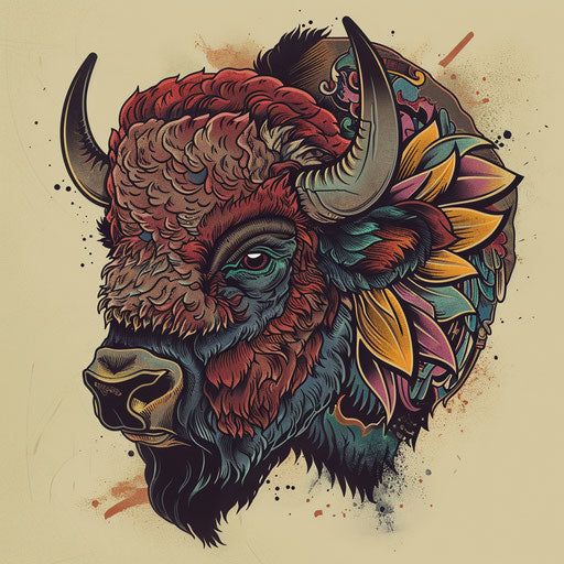 Sophisticated Bison Tattoo Designs