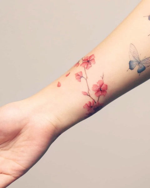 Cherry Blossom Wrist Bracelet Tattoo