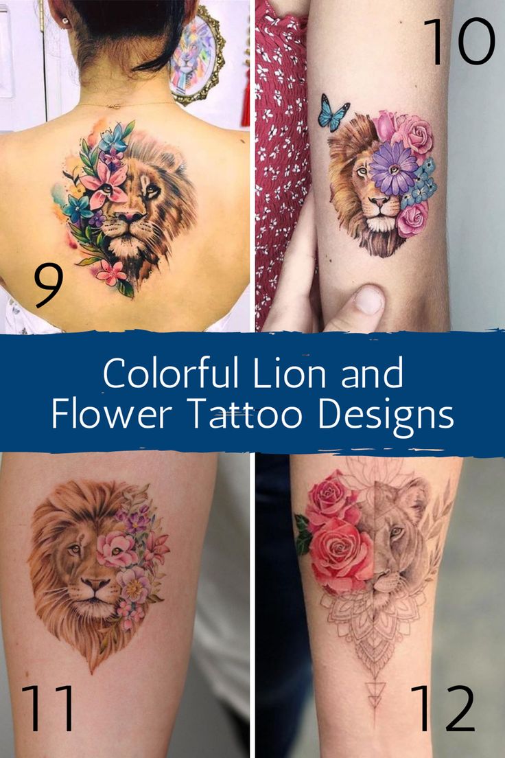 Fiercely Strong Half Lion Half Flower Tattoo Ideas