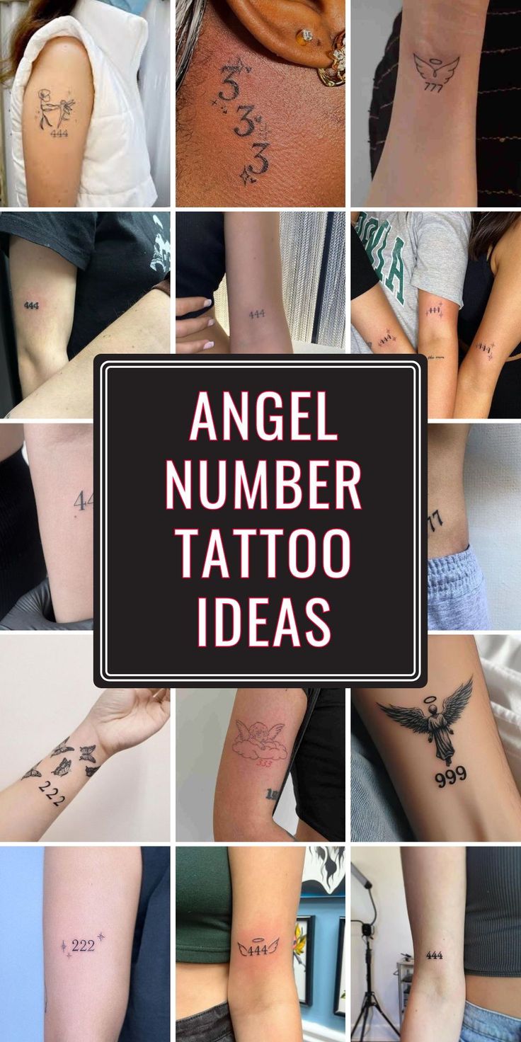 Discover angel number tattoo ideas featuring 2222 and 555 placements behind ears for everyone