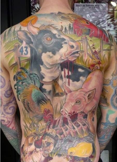 animal farm tattoo- bizarre but well executed