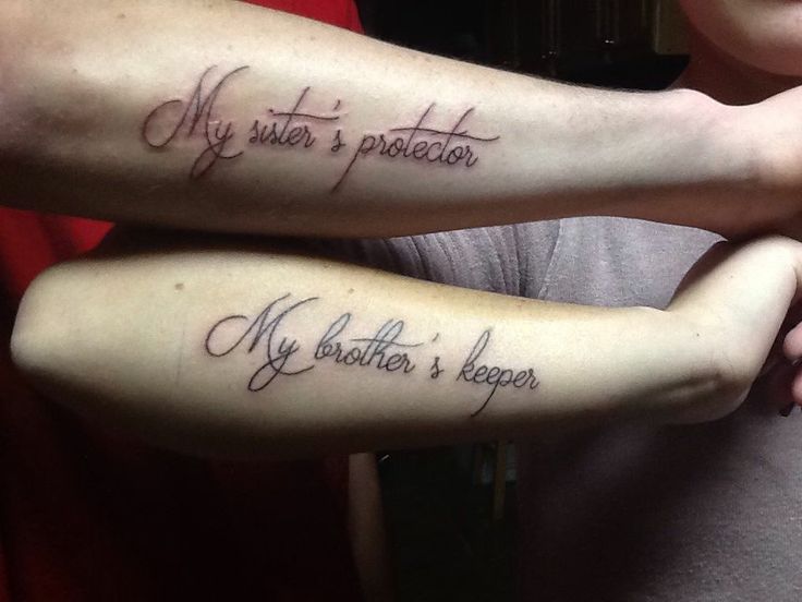 My sister's protector, my brother's keeper. Perfect brother sister tattoo!
