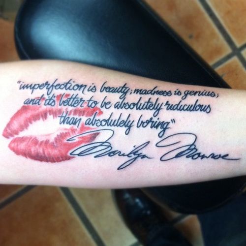 Quote with signature and #lips #lettering #tattoo