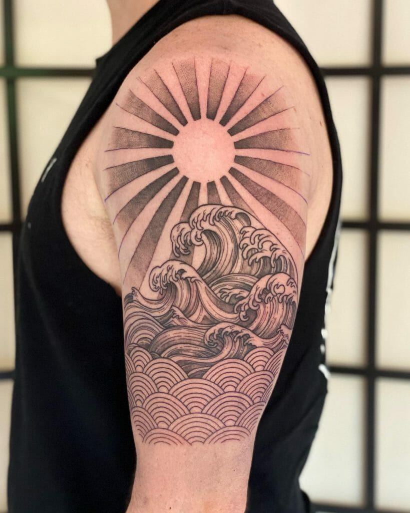 Pin by Brian K on Shoulder Tattoo | Rising sun tattoos, Japanese sun tattoo,  Tattoos for guys