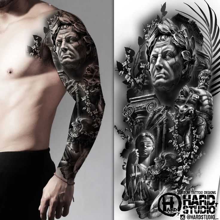 Roman Bust & Justice Tattoo