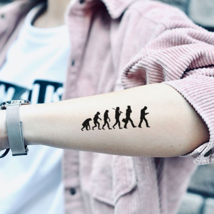 Human Evolved Existential Evolution Temporary Tattoo Sticker - OhMyTat