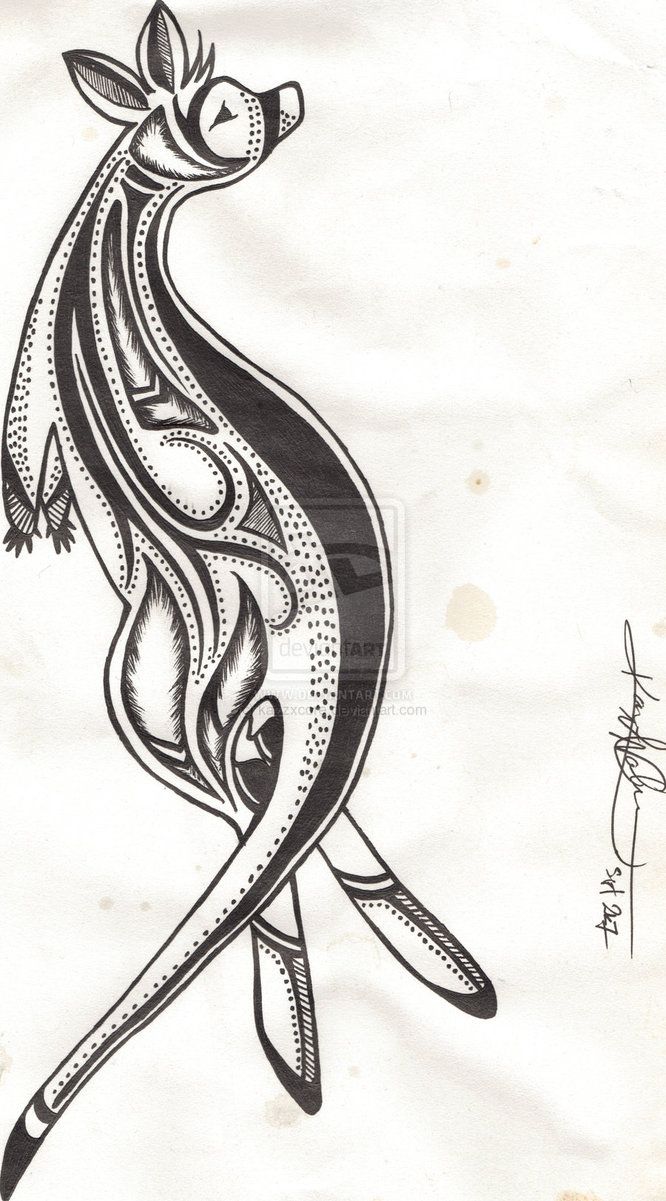 Tribal Kangaroo Tattoo Designs
