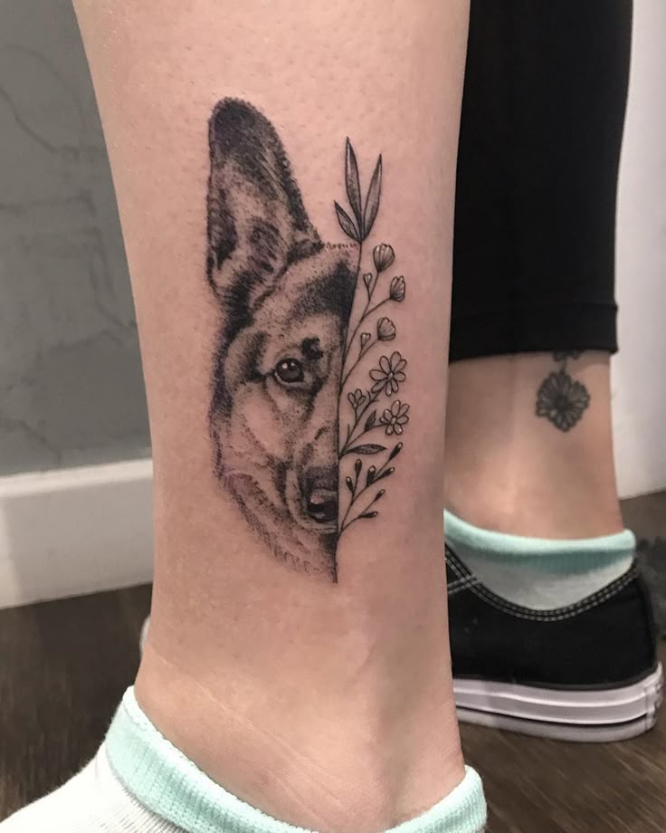 German Shepherd Tattoo, minimalist german shepherd tattoo, german shepherd  tattoo ideas