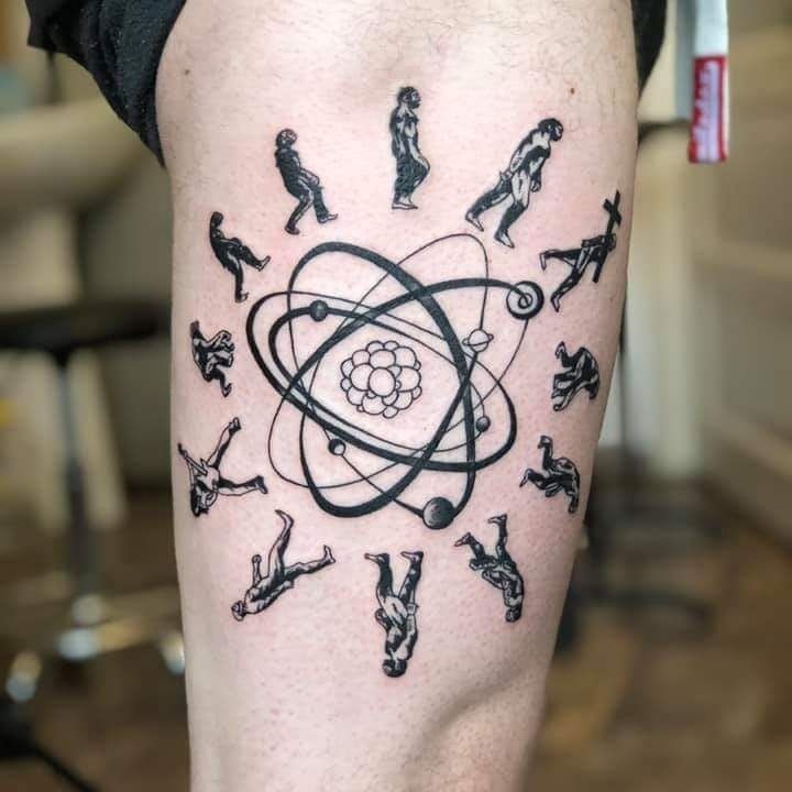 Atheist tattoo, Evolution, Galaxy, Rock Evolution