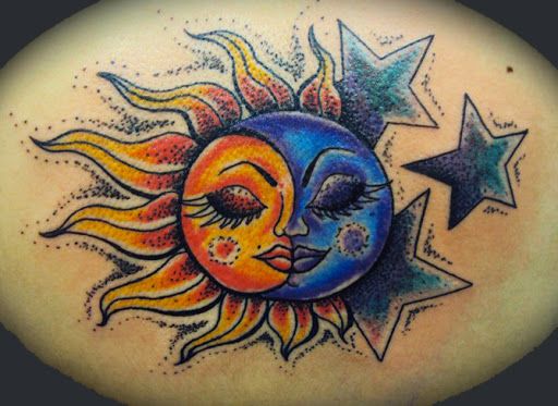 25 Awesome Sun And Moon Tattoo Ideas | Moon tattoo, Moon sun tattoo, Star  tattoo designs