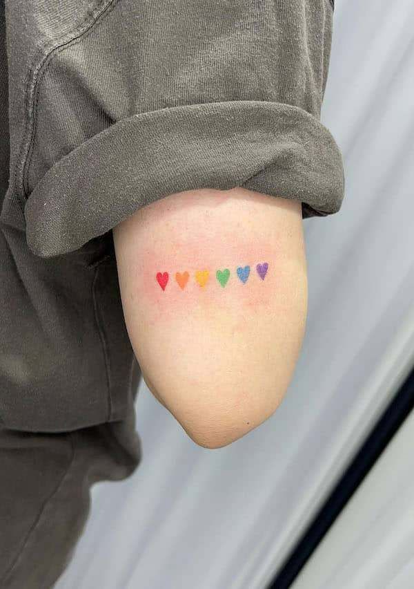 30 Best and Latest Rainbow Tattoo Ideas and Meanings 19 | Rainbow tattoos,  Elbow tattoos, Pride tattoo