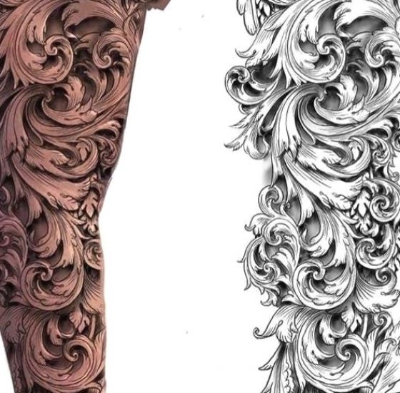 scroll tattoo sleeve - Google Search | Filigree tattoo, Scroll tattoos,  Tattoo sleeve designs